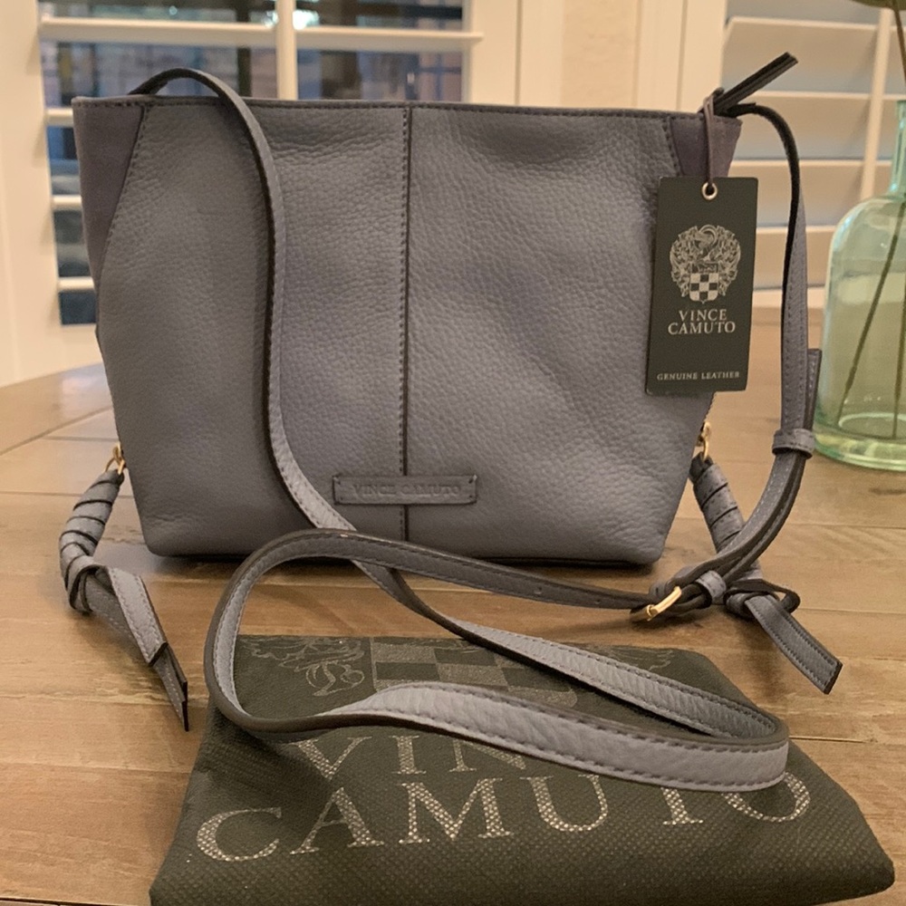 NWT, Vince Camuto in serenity blue/ suede side accents crossbody.